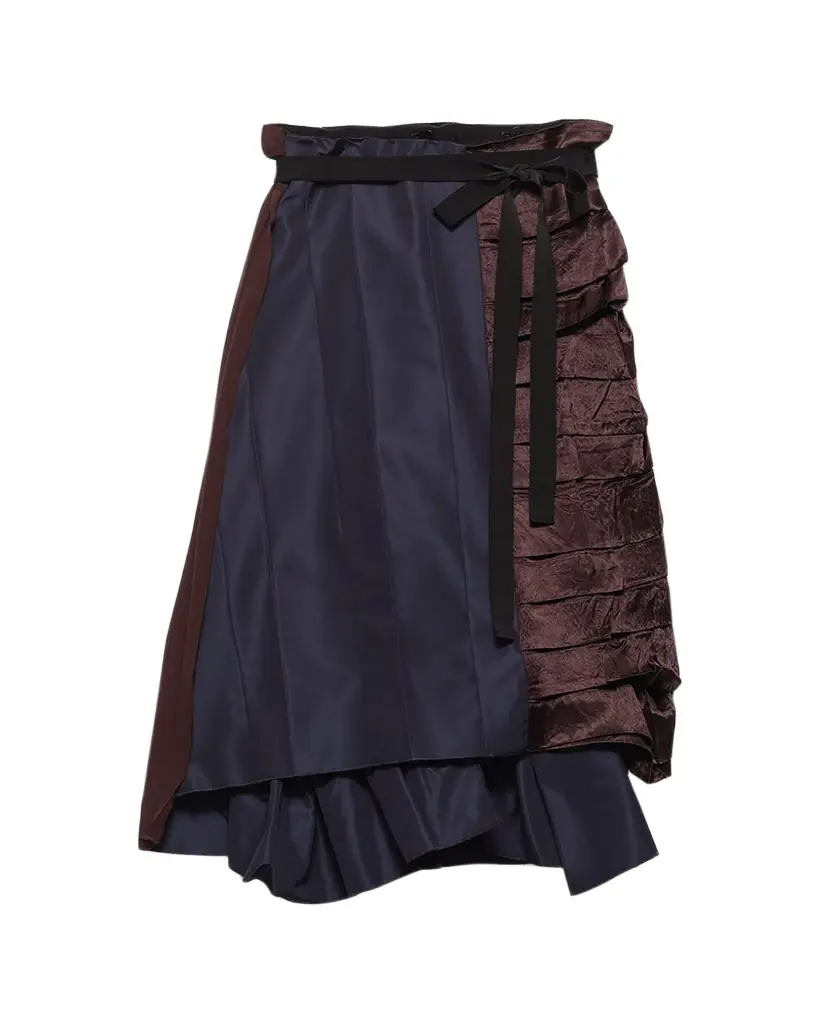 Prada Silk Faille Patchwork Midi Wrap Skirt