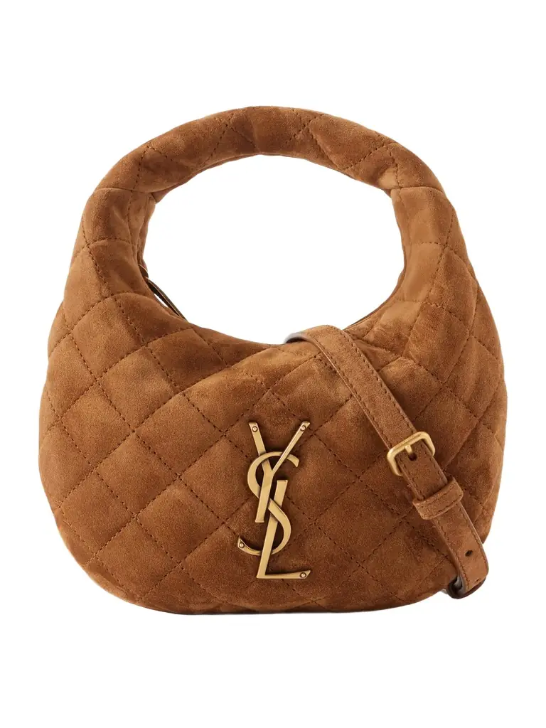 Saint Laurent Icarino Mini Matelassé Suede Shoulder Bag