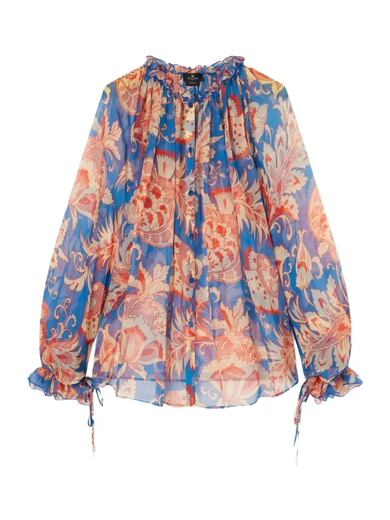 Etro Floral-print Silk-chiffon Peplum Blouse