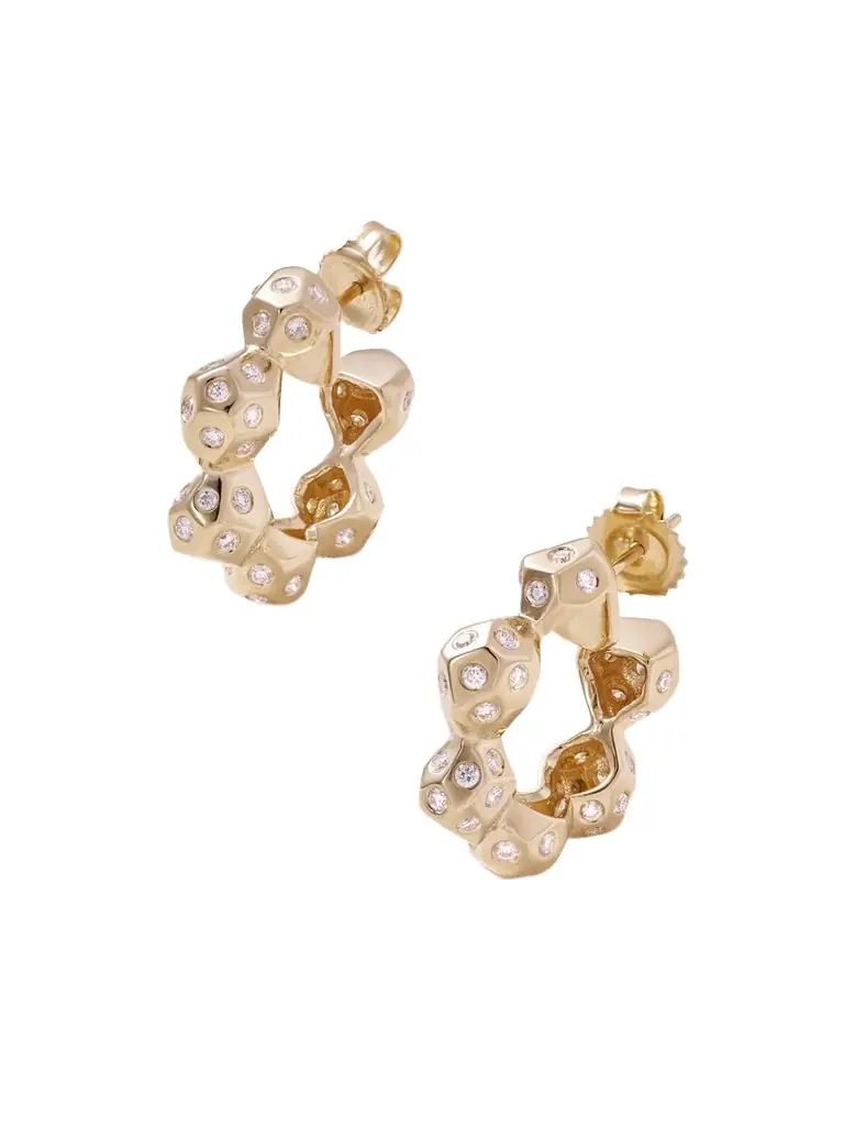 Marlo Laz La Roca 14-karat Gold Diamond Hoop Earrings