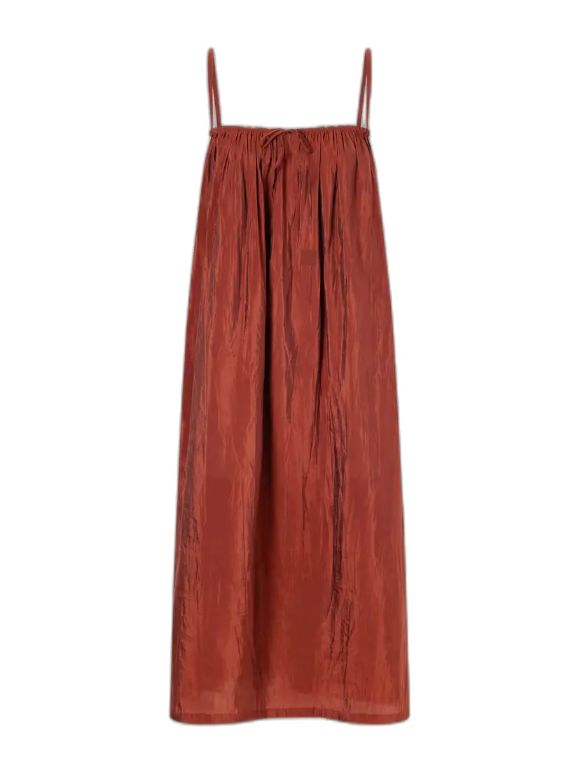 Gathered Taffeta Midi Dress