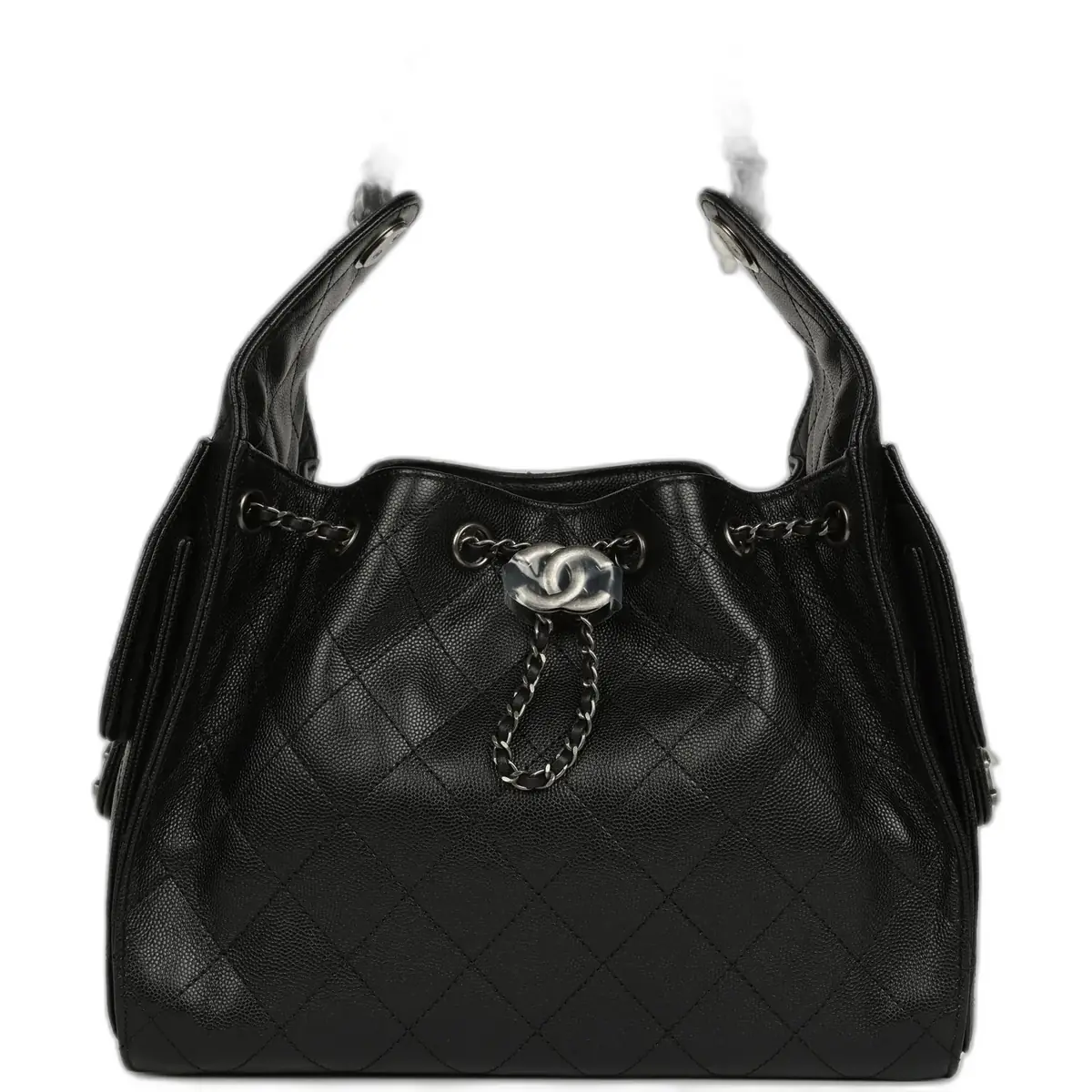 Chanel Chanel Small 25 Hobo Bag Black Shiny Caviar Aged Ruthenium Hardware
