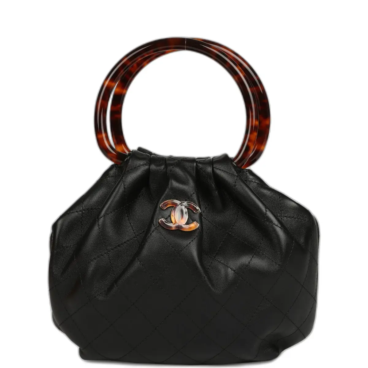 Chanel Chanel Small Pouch Black Shiny Lambskin Tortoiseshell Hardware