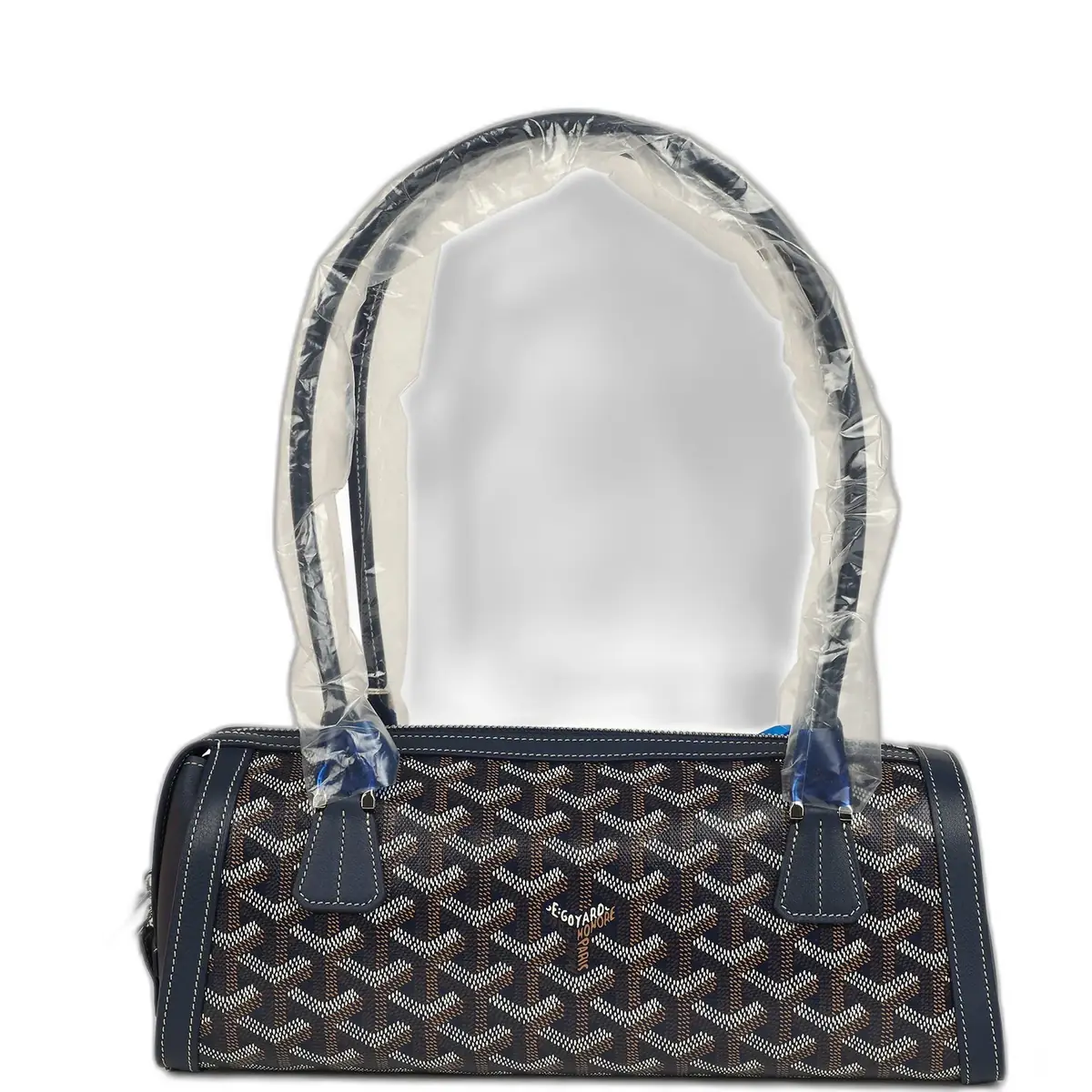 goyard Goyard Goyardine Canvas Bonbonnière Bag Navy Blue Chevroches Calfskin Palladium Hardware