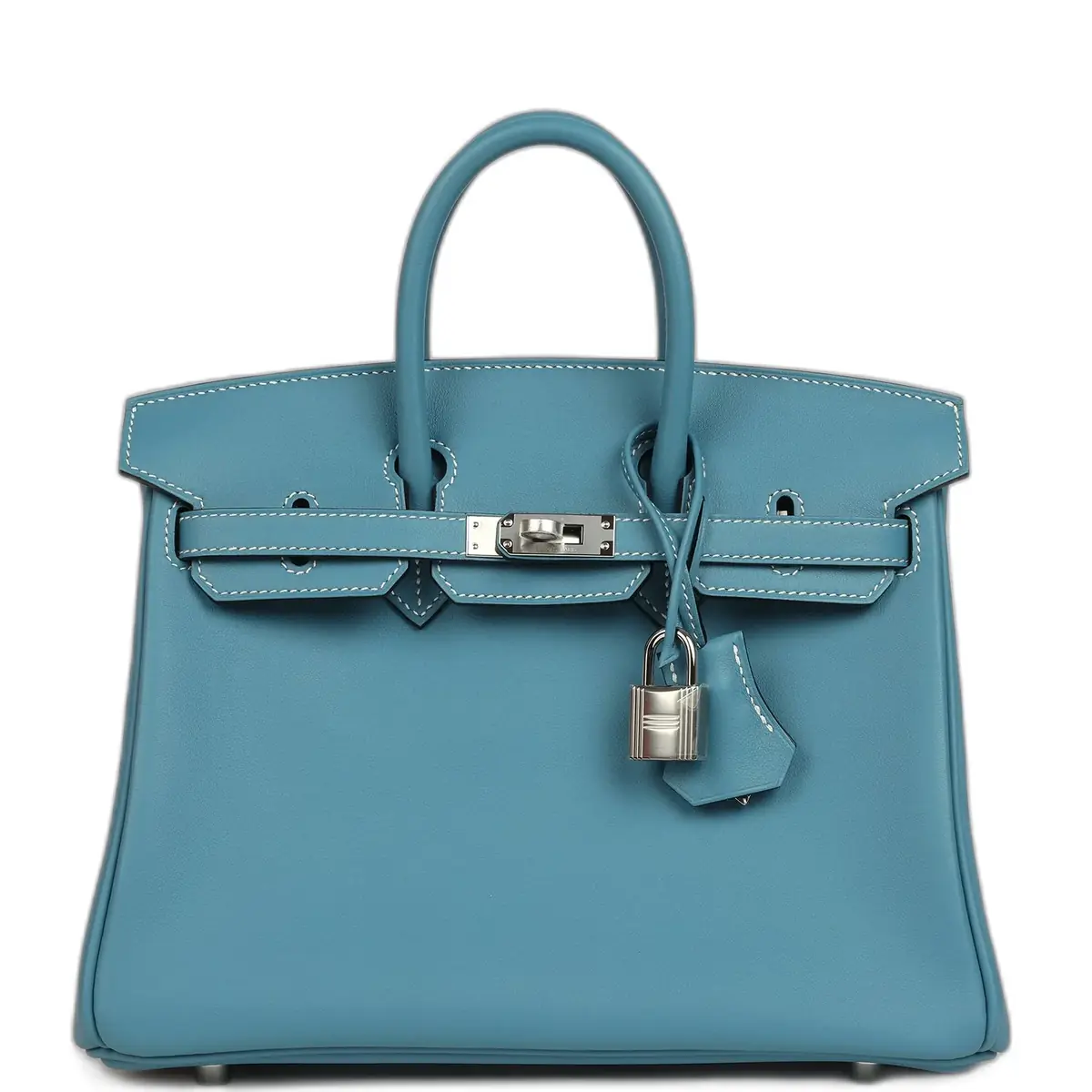 hermes Hermes Birkin 25 Blue Jean Swift Palladium Hardware