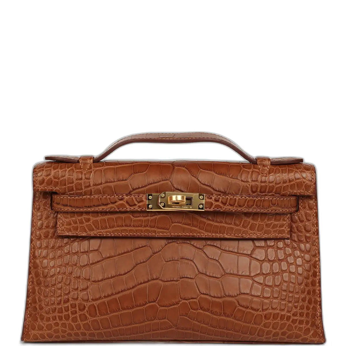 hermes Hermes Kelly Pochette Gold Matte Alligator Gold Hardware