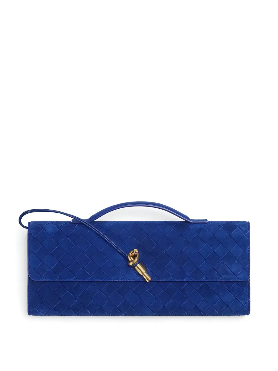 Bottega Veneta Suede Andiamo Clutch
