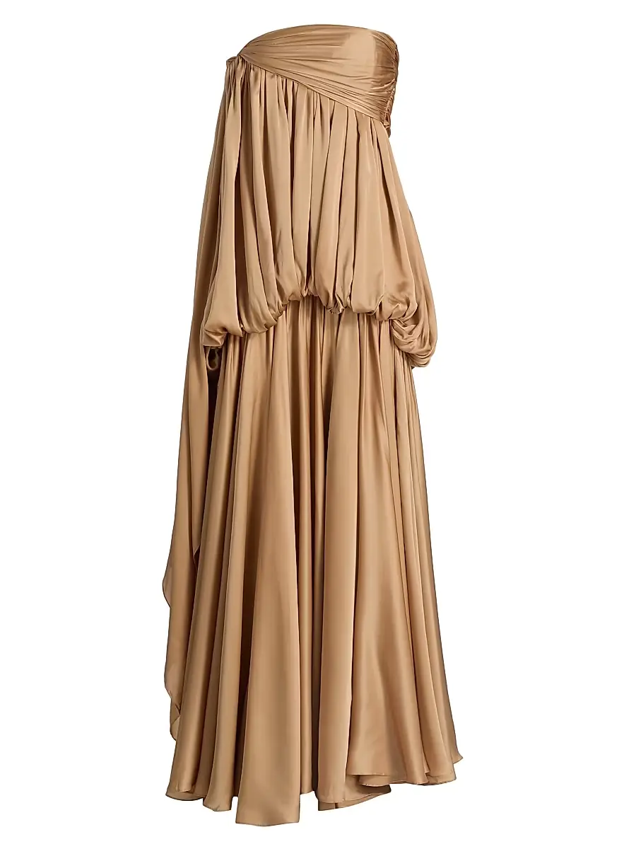 Zimmermann Women's Alchemy Billow Draped Silk Maxi Dress - Champagne
