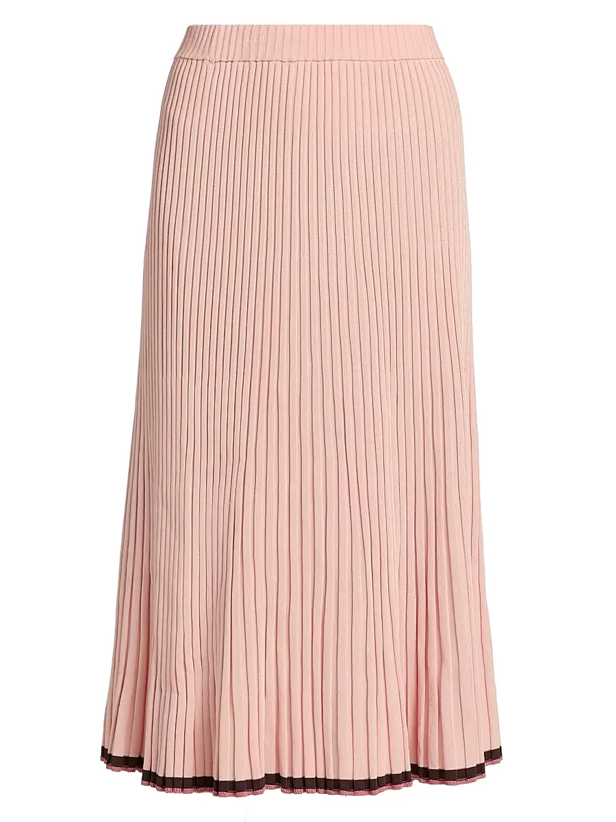Zimmermann Women's Rib-Knit Midi-Skirt - Soft Pink Multi
