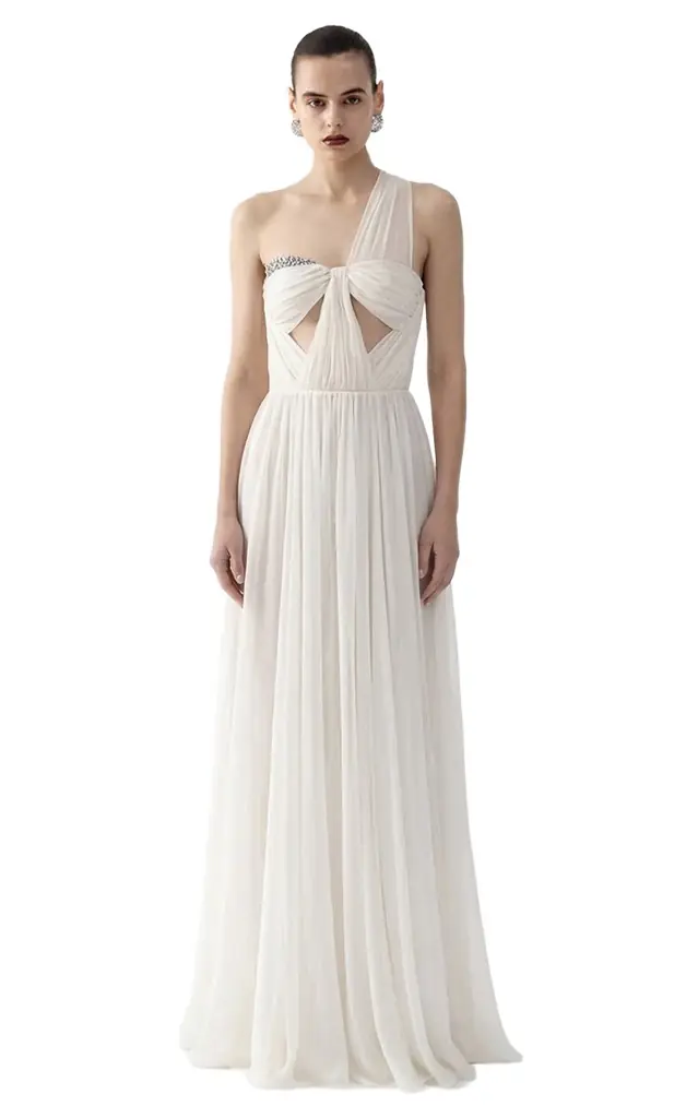 The New Arrivals Ilkyaz Ozel Sahra Pleated Silk Maxi Dress