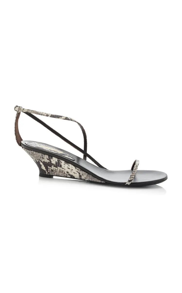 LUCASHEVA Varvara Python-Effect Leather Wedge Sandals