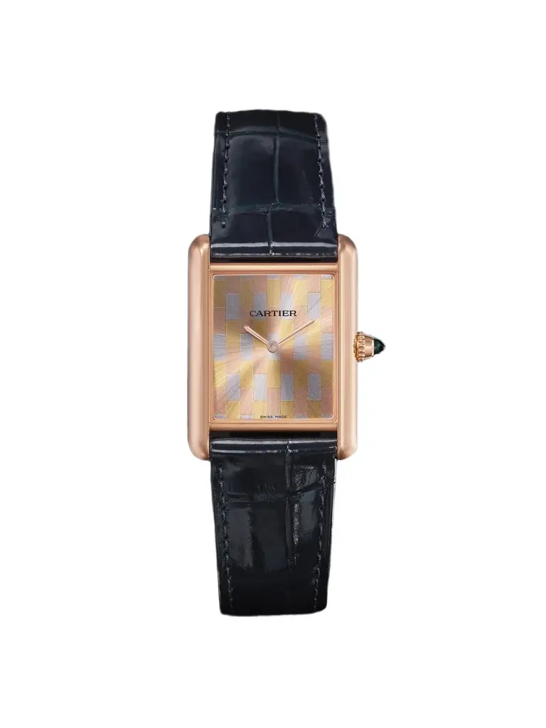Cartier Tank Louis Hand-Wound 33.7mm Large 18-Karat Rose, Yellow and White Gold and Alligator Watch, Ref. No. WGTA0176 - Men