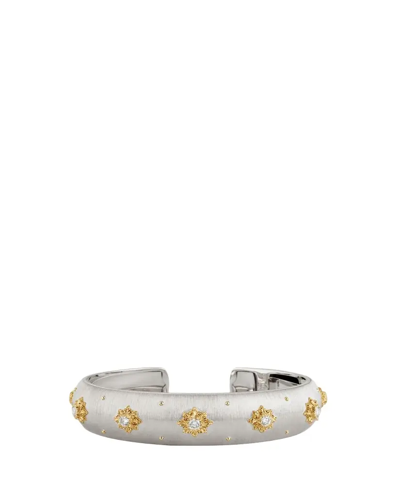 Buccellati 18K White Gold Macri Classica Cuff Bracelet with Diamonds