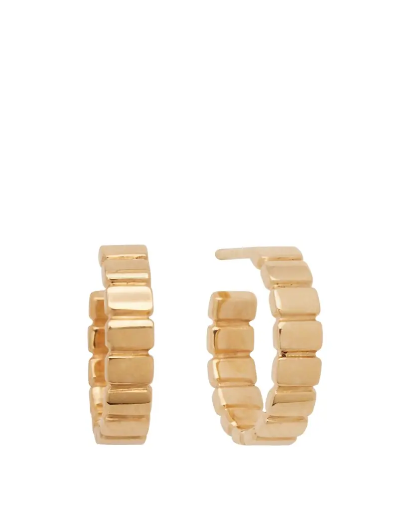 Lana 14K Yellow Gold Skinny Tag Huggie Earrings