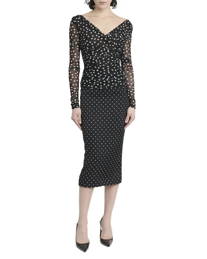 Dolce & Gabbana Polka-Dot Tulle Wrap Top