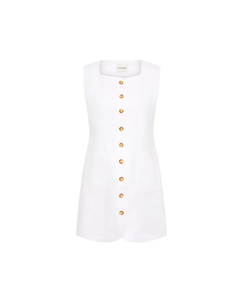 posse emma linen mini dress Emma Button Down Mini Dress in Natural