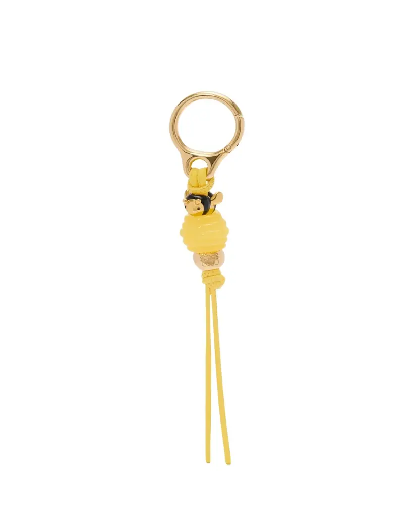 Loewe Dee Dice Bag Charm in Brass and Leather