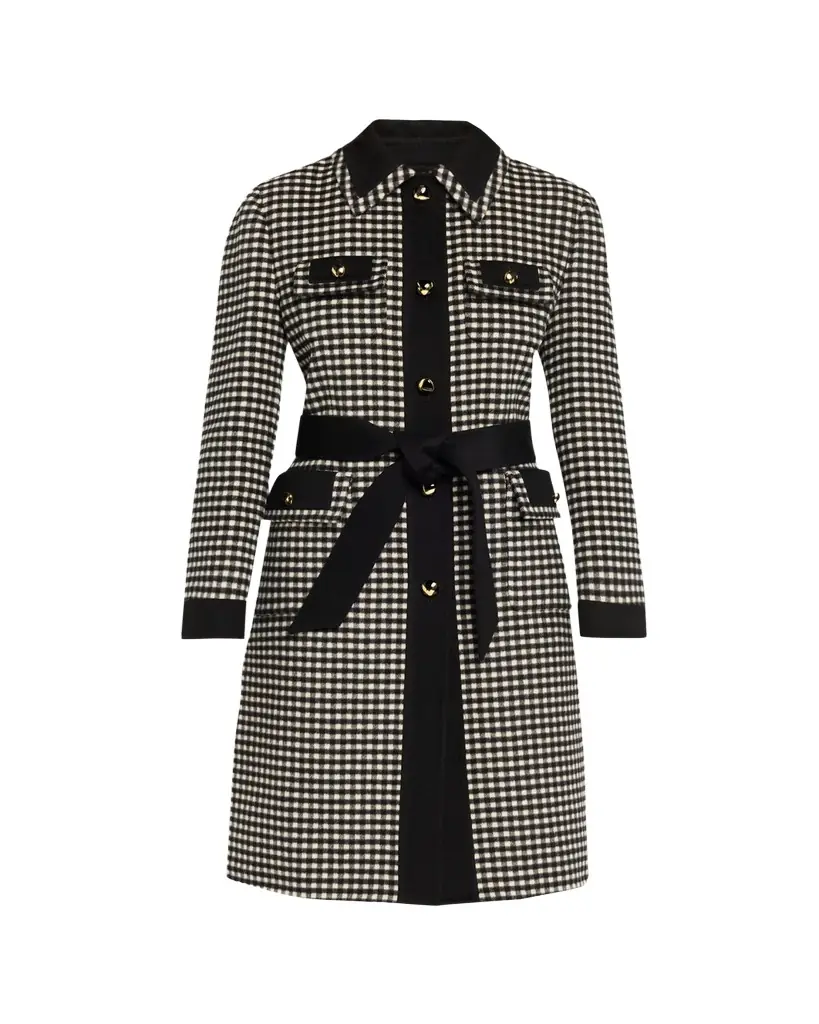 Valentino Garavani Vichy Check Belted Single-Breasted Coat