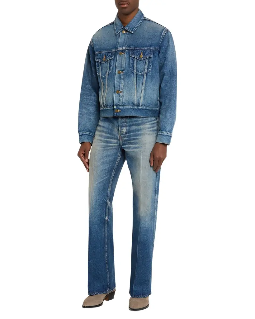 Fear of God Men's Washed Black Denim Trucker Jacket