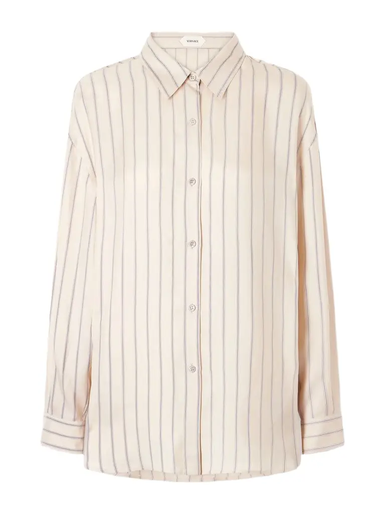 Versace Pinstriped Silk-twill Shirt