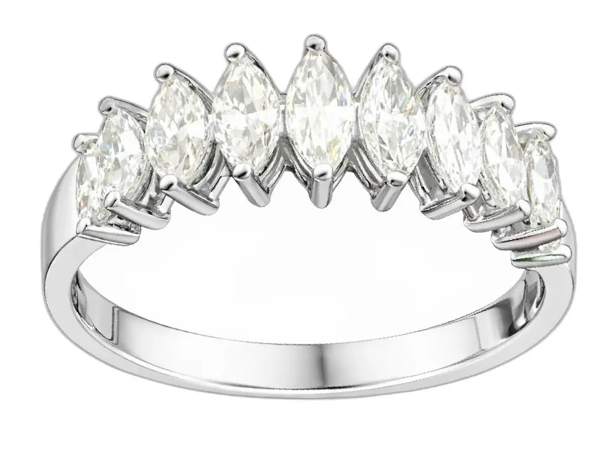 Wish Fine Jewelry 1.56ct Diamond 18K Gold Marquise Eternity Band Ring