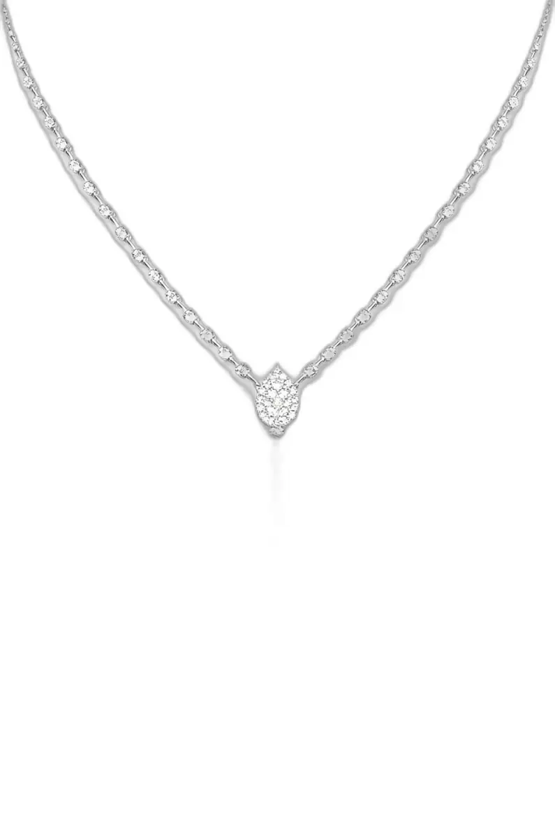 Wish Fine Jewelry 2.00ct Diamond 14K Gold Halo Pear Lariat Necklace