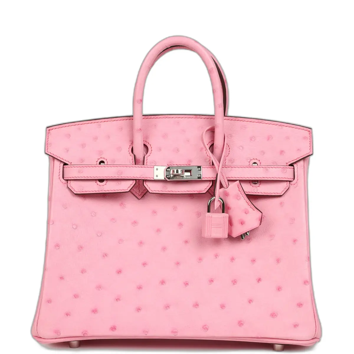 HERMÈS Hermes Birkin 25 Bubblegum Ostrich Palladium Hardware