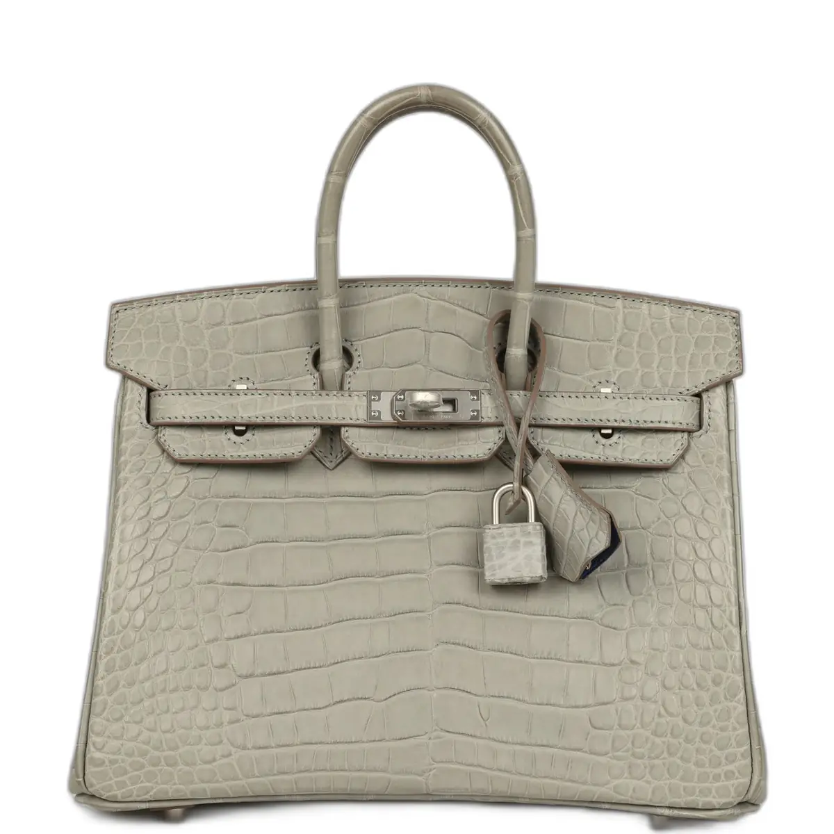 hermes Pre-owned Hermes Special Order (HSS) Birkin 25 Gris Perle Matte Verso Alligator Brushed Palladium Hardware
