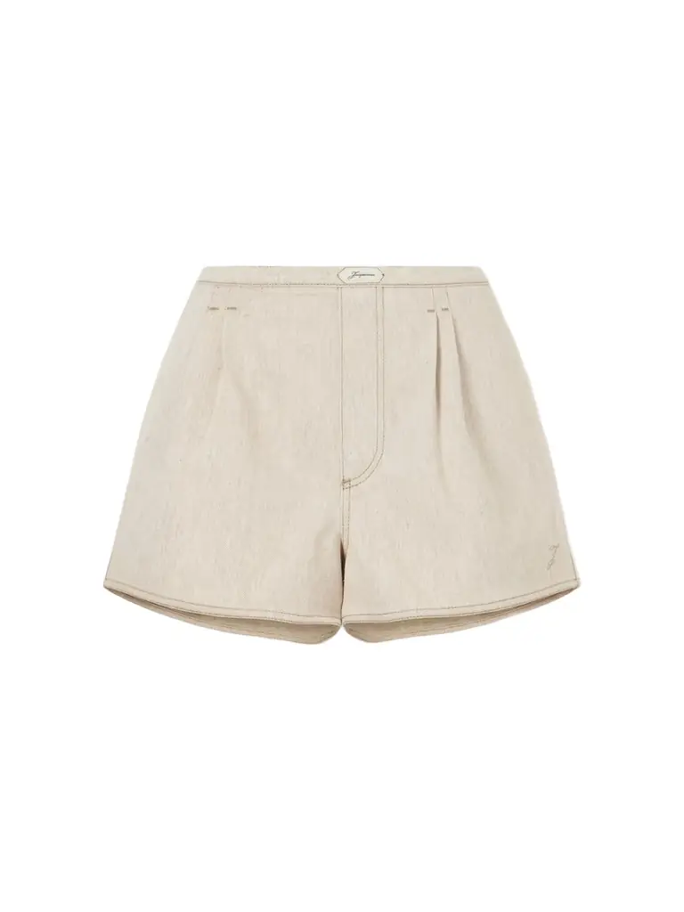 Jacquemus De-nîmes Amelo Pleated Cotton And Hemp-blend Shorts
