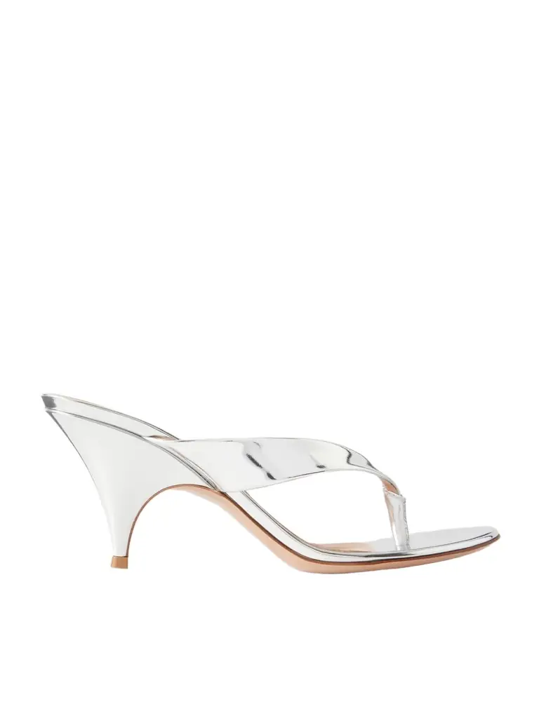 Gianvito Rossi Sofia 70 Metallic Leather Thong Sandals