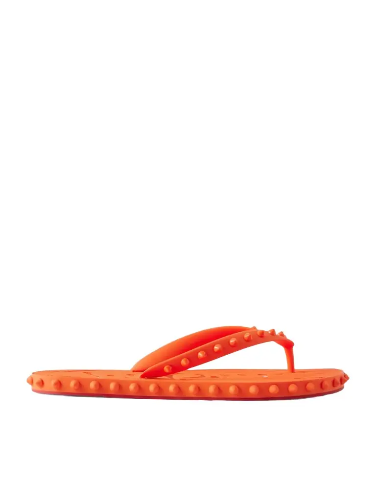 Christian Louboutin Super Loubi Studded Rubber Flip Flops - Women's Shoes