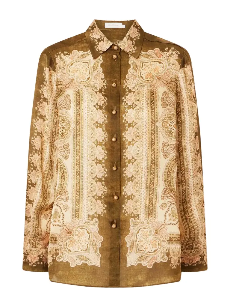Zimmermann Luna Printed Silk-satin Shirt