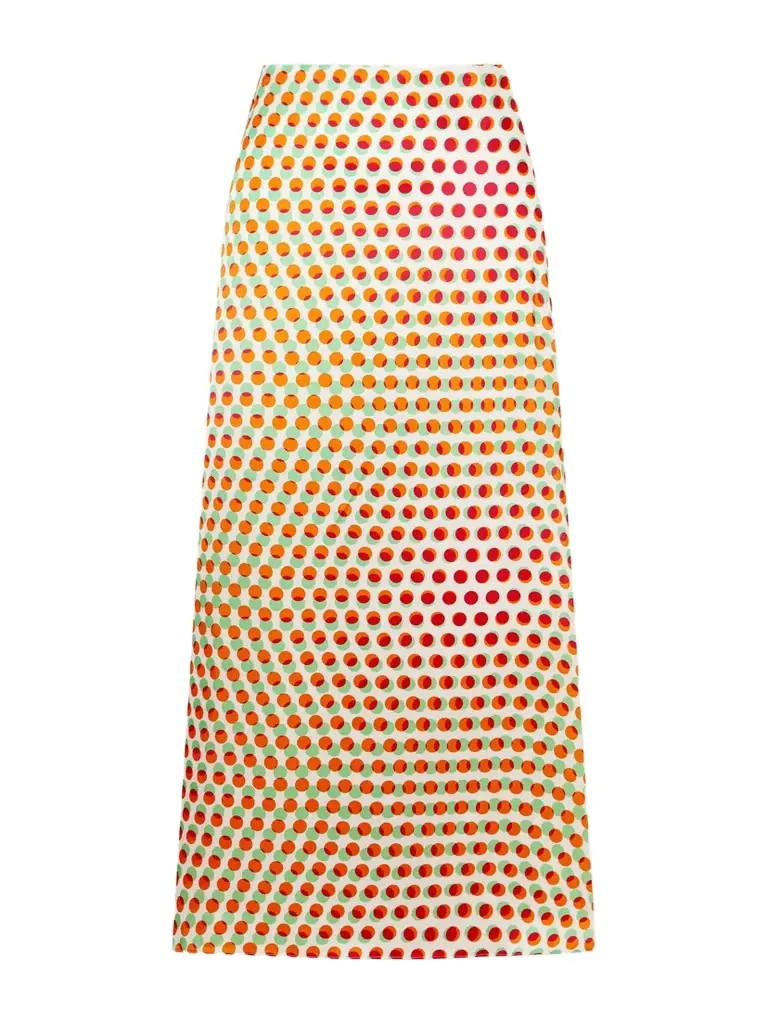 Dries Van Noten Susya Polka-dot Silk-satin Midi Skirt