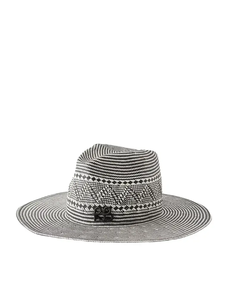 Ruslan Baginskiy Striped Straw Fedora