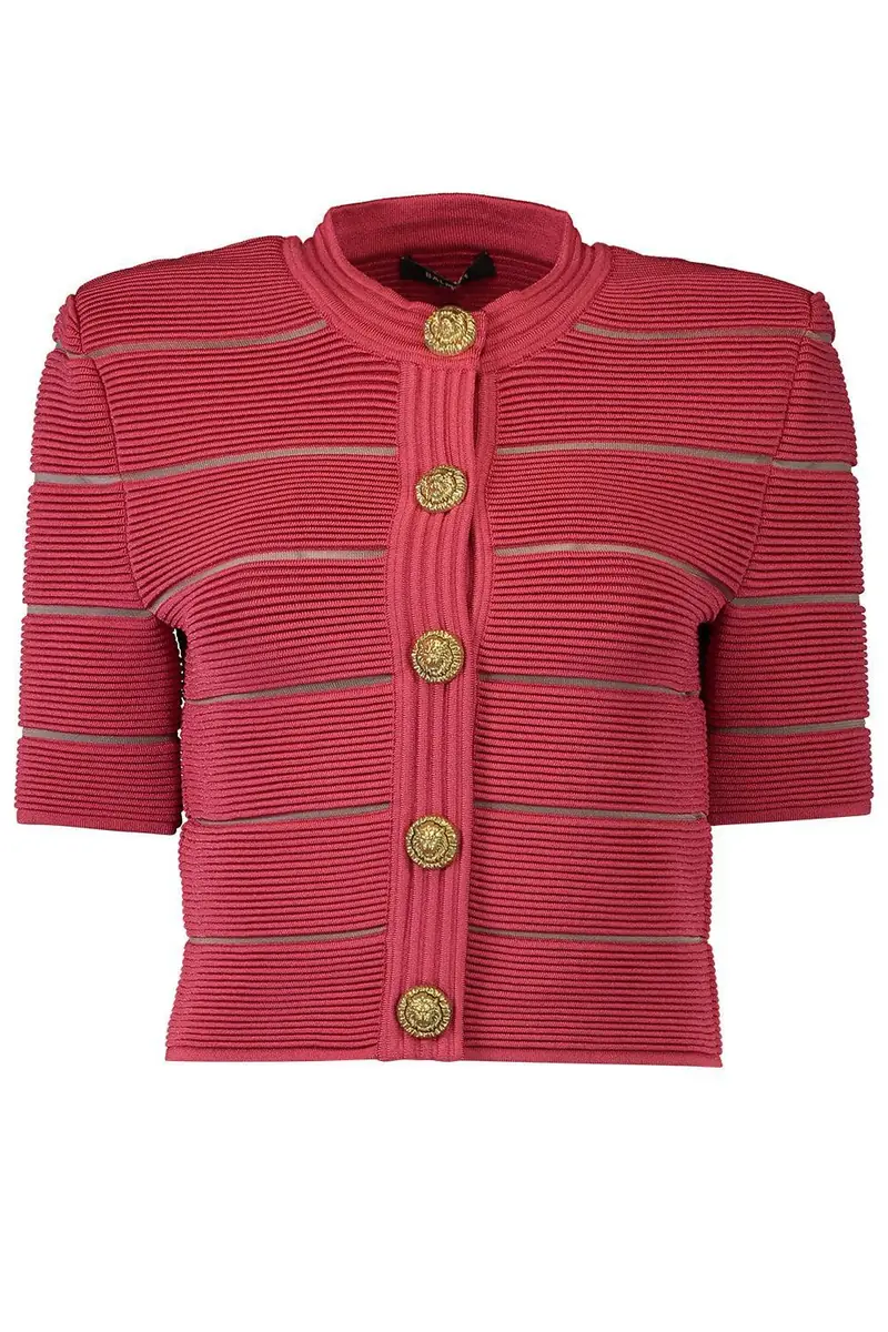 Balmain Short Sleeve Stripe Cardigan