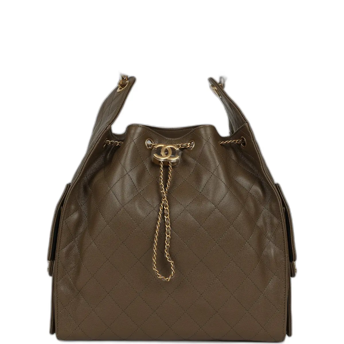 Chanel Chanel Medium 25 Hobo Bag Dark Khaki Caviar Antique Gold Hardware