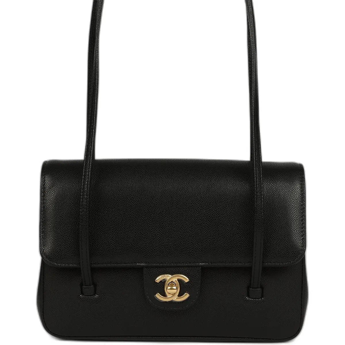 Chanel Chanel Small Preppy Coco Clutch with Straps Black Shiny Caviar Brushed Gold Hardware