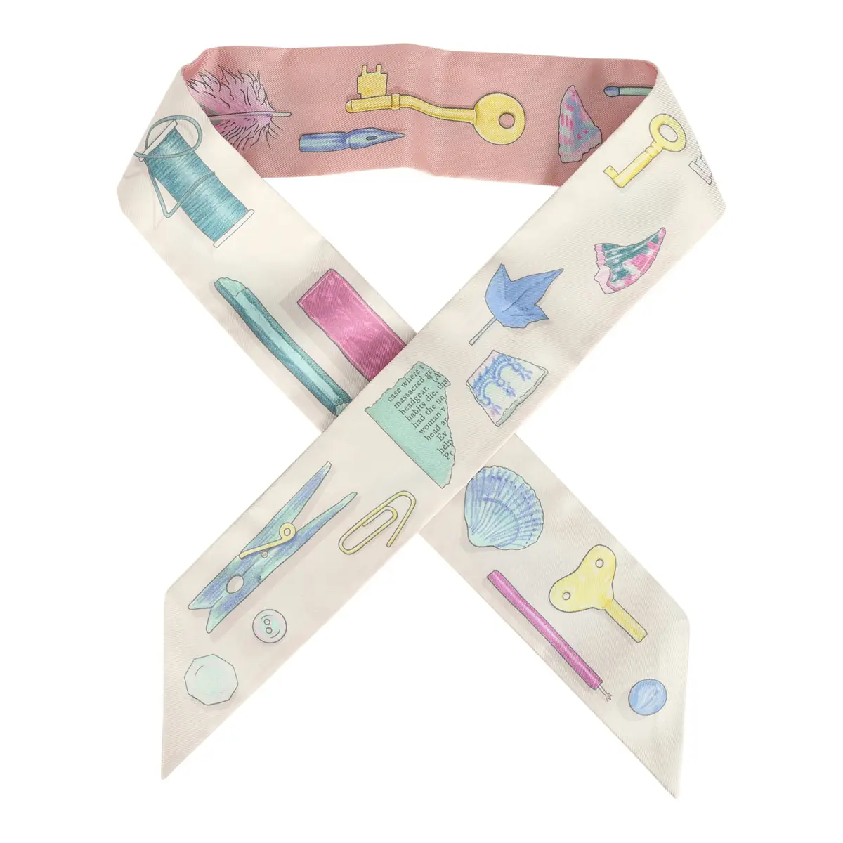 hermes Hermes "In The Pocket" Rose Poudre Multi Silk Twilly