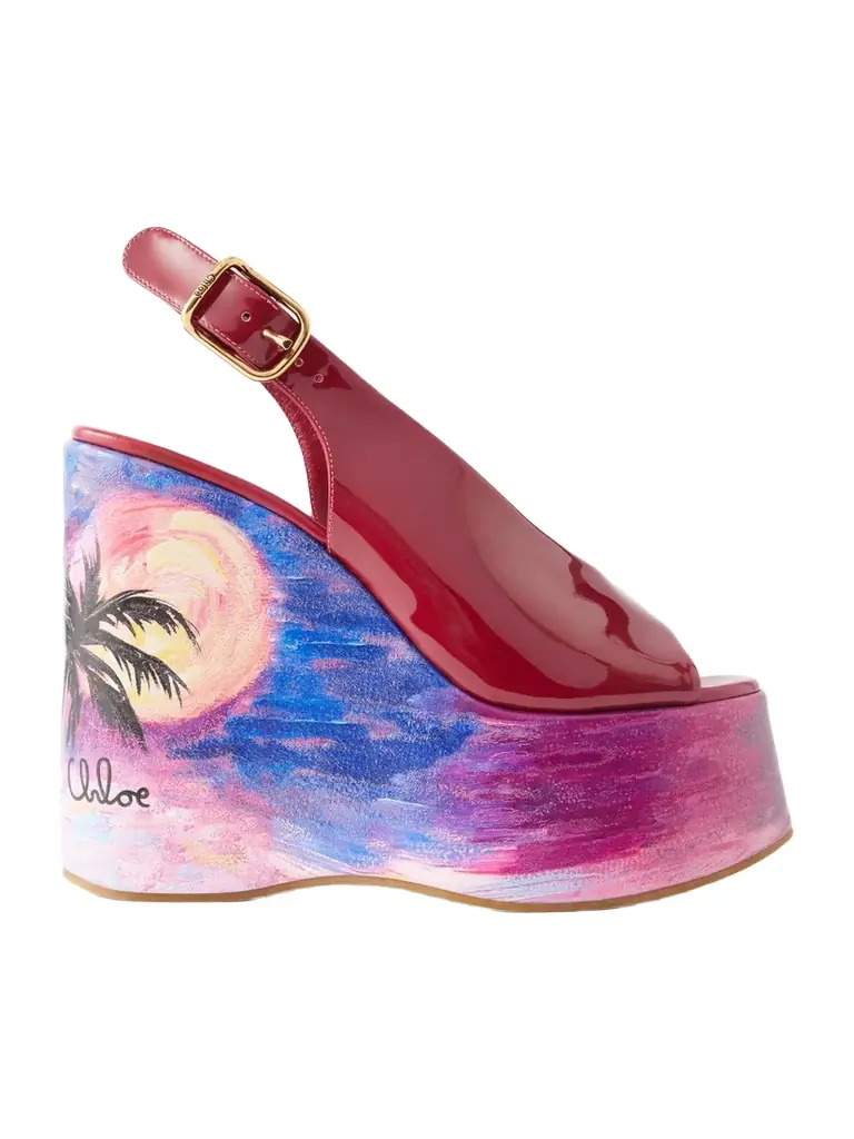 Chloé Maxime Patent-leather Platform Slingback Sandals