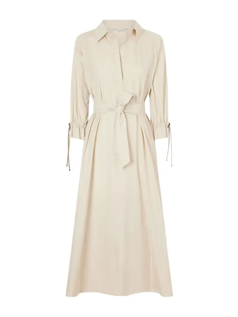 Max Mara Tie-detailed Cotton-poplin Midi Dress