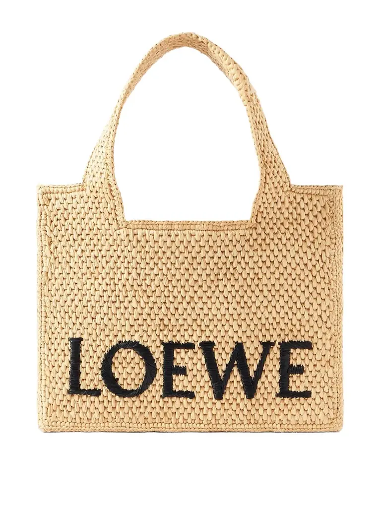 Loewe + Paula's Ibiza Embroidered Raffia Tote