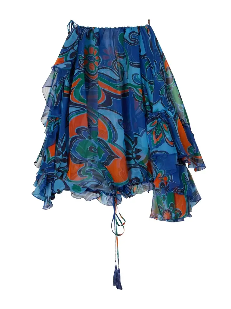 Etro Off-the-shoulder Ruffled Printed Silk-chiffon Blouse