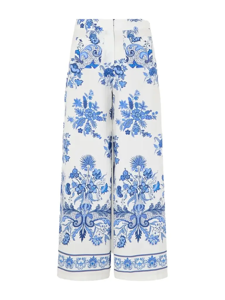 Emporio Sirenuse Floral Printed Cotton Wide-leg Pants