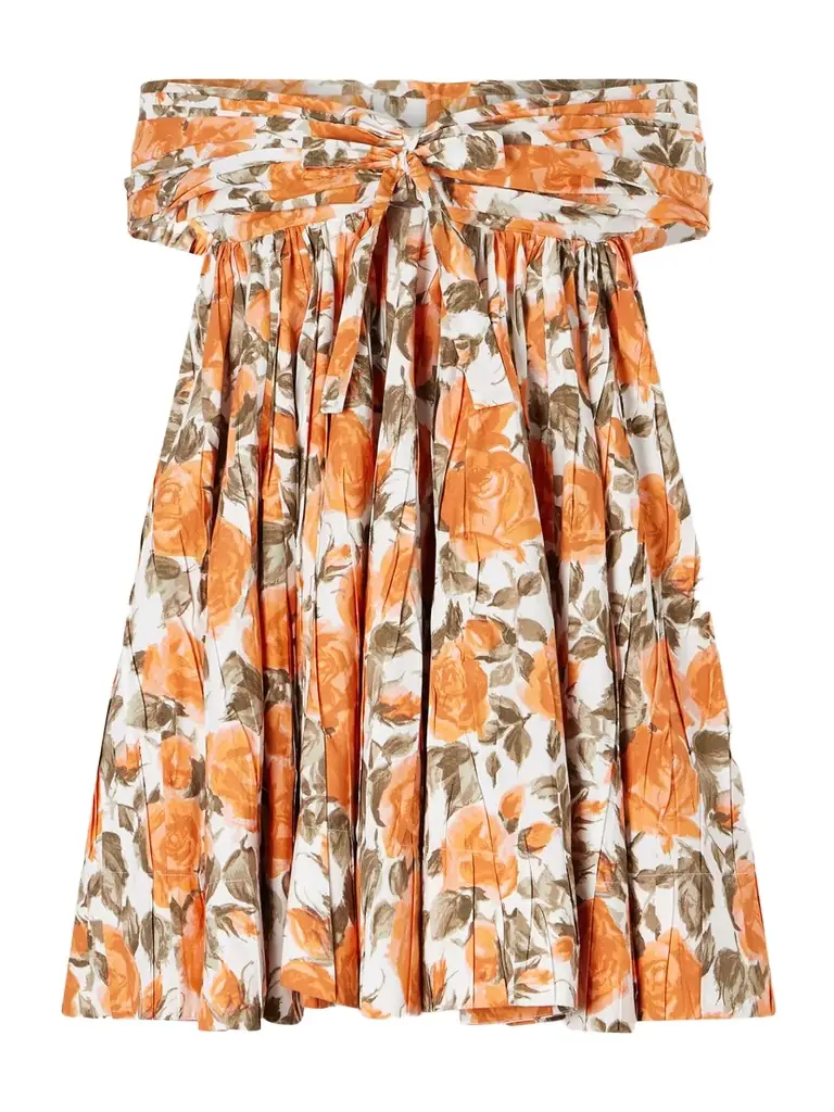 Chloé Off-the-shoulder Gathered Floral-print Cotton-poplin Mini Dress