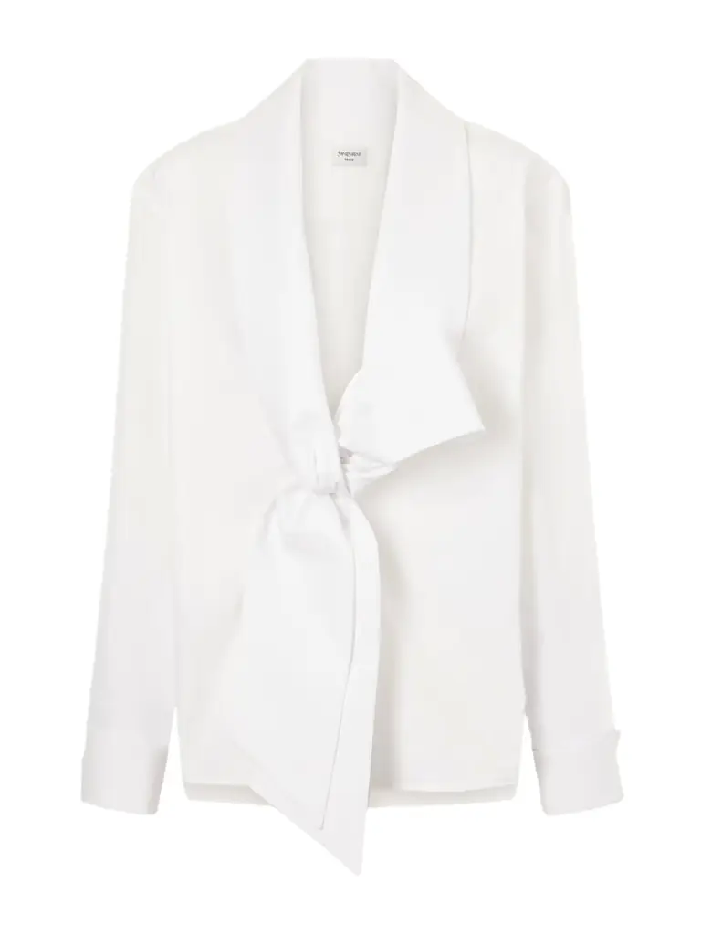 Saint Laurent Scarf-detailed Cotton-poplin Shirt
