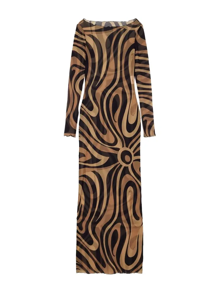 PUCCI Printed Mesh Maxi Dress