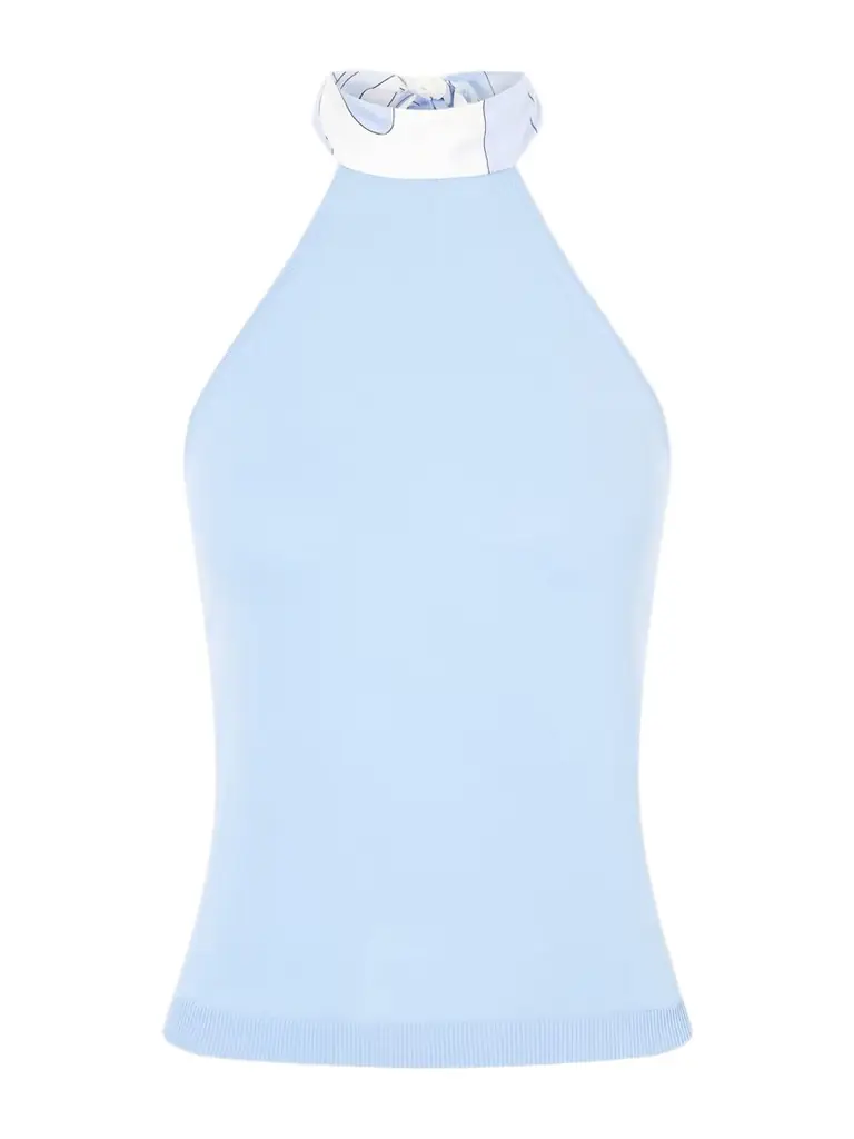 PUCCI Printed Silk-trimmed Cotton Halterneck Top