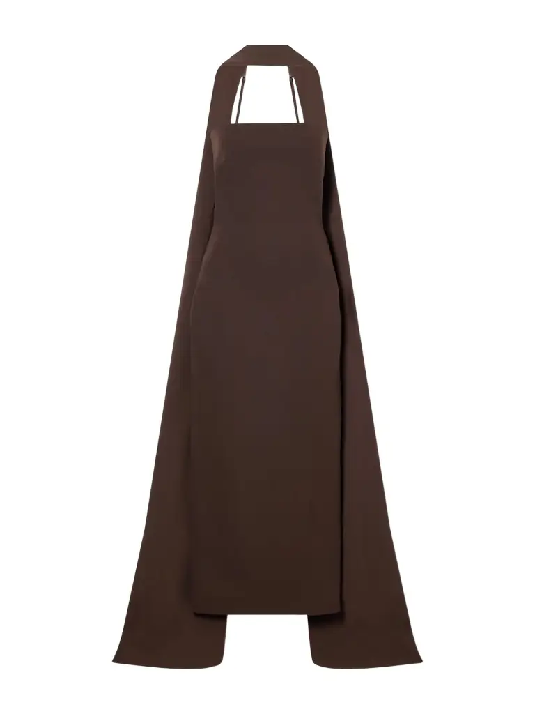 Solace London Martine Scarf-detailed Crepe Midi Dress