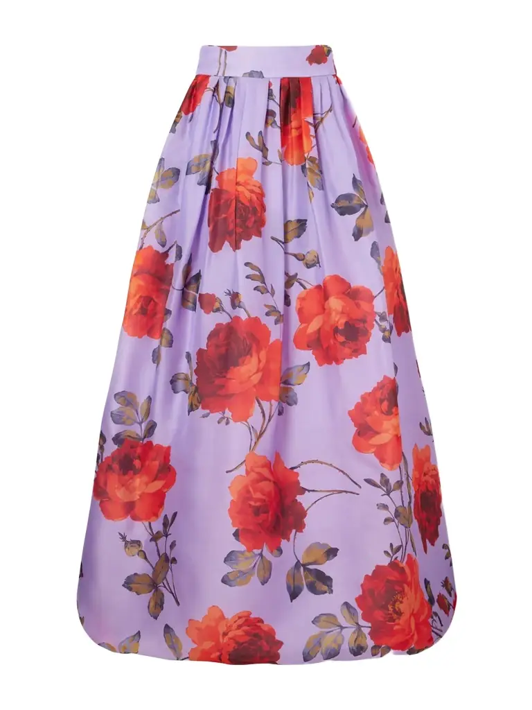Carolina Herrera Floral-print Linen Organza Maxi Skirt