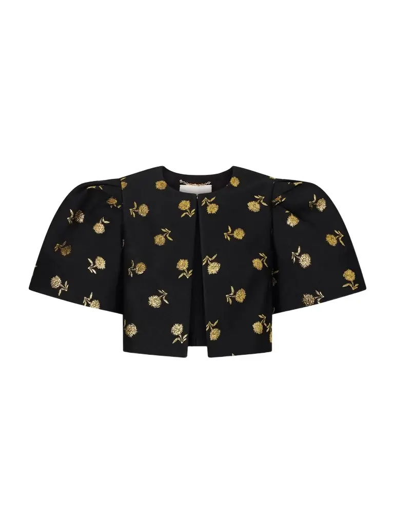 Carolina Herrera Cropped Embroidered Jacquard Evening Jacket
